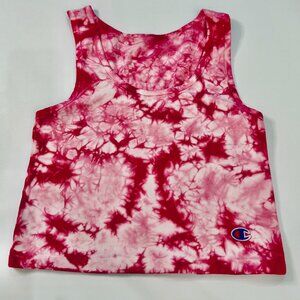 Women's Champion Tank Top with Racer Back, Pink/White Abstract Pattern, Small